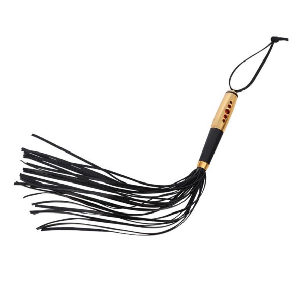 BDSM Leather Flogger with Golden Handle