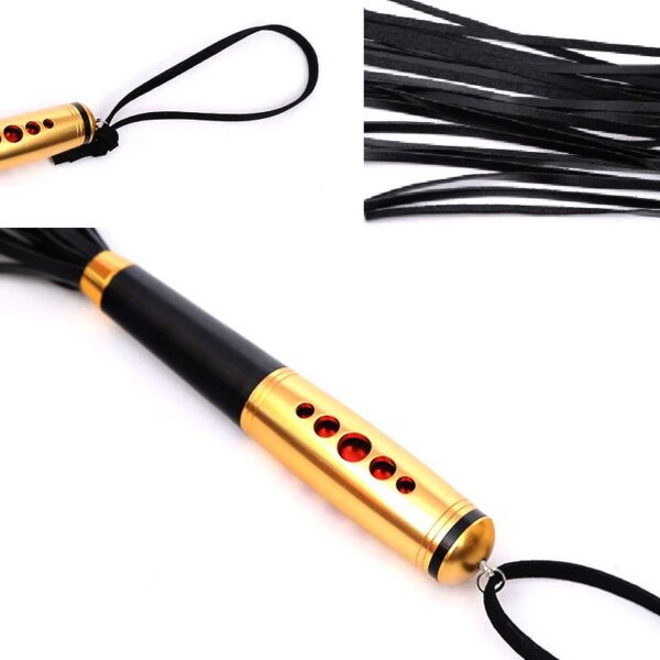 BDSM Leather Flogger with Golden Handle - 图片 6