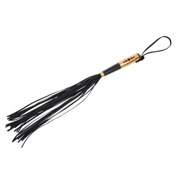 BDSM Leather Flogger with Golden Handle - 图片 4