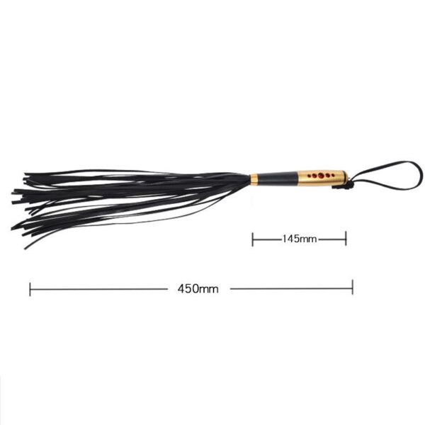 BDSM Leather Flogger with Golden Handle - 图片 3